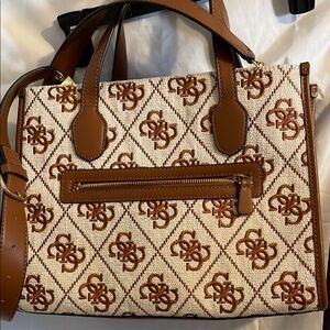 Guess Stylish Brown and Cream Tote Bag